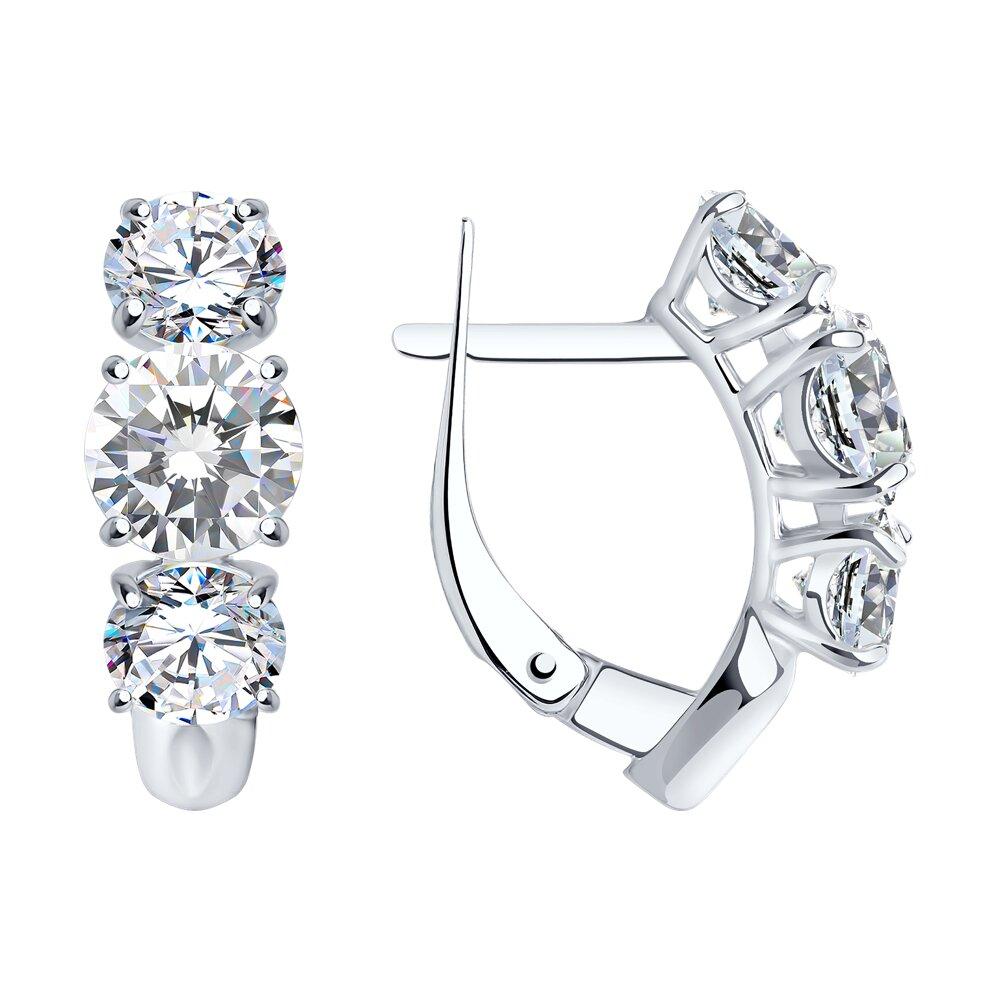 Серьги из серебра с фианитами - видео на модели