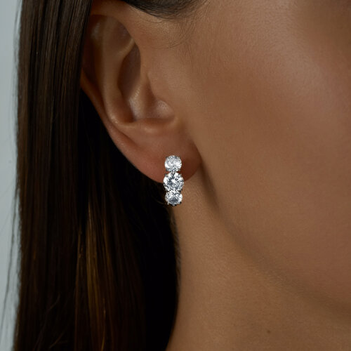 Серьги из серебра с фианитами из серебро — вид 2