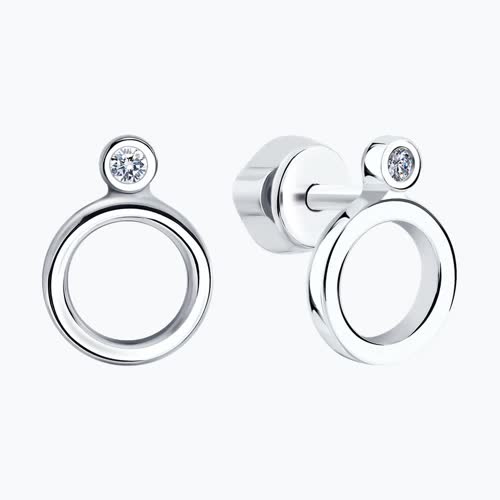 Серьги из серебра с фианитами из серебро — вид 2