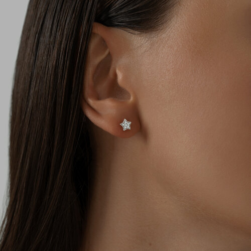 Серьги из серебра с фианитами из серебро — вид 2