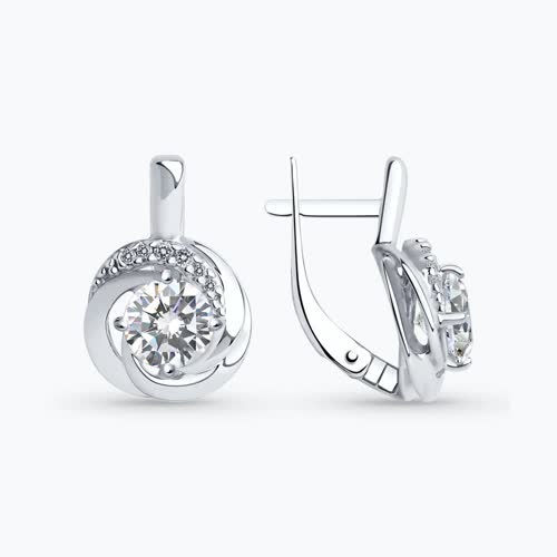 Серьги из серебра с фианитами из серебро