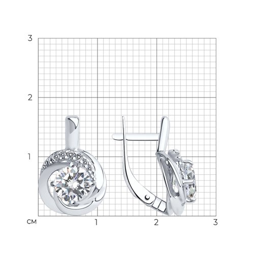 Серьги из серебра с фианитами из серебро — вид 4