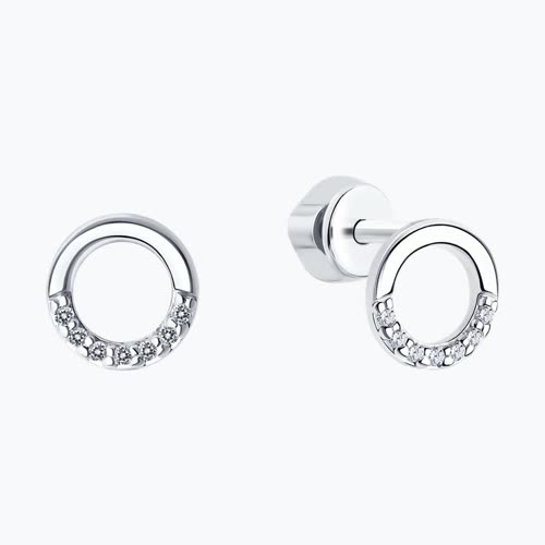 Серьги из серебра с фианитами из серебро — вид 2