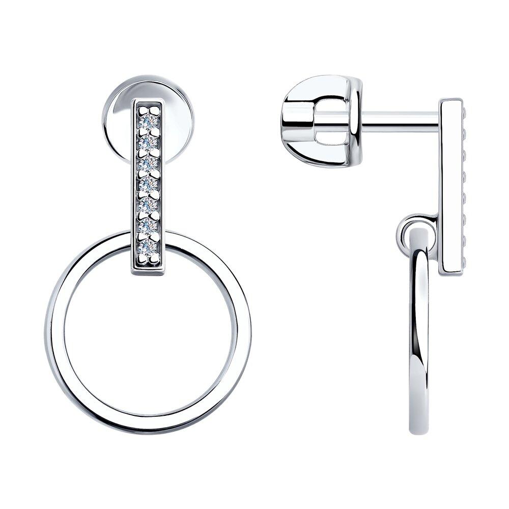 Серьги из серебра с фианитами - видео на модели