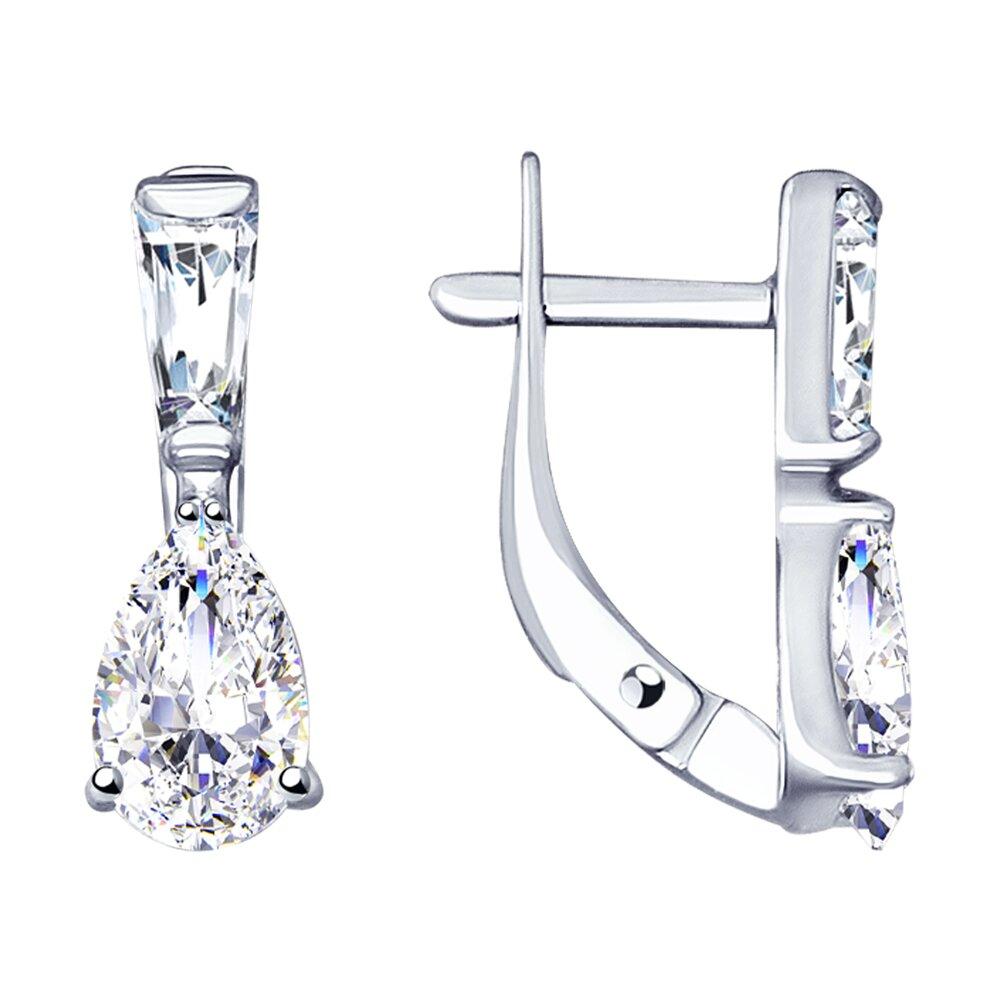 Серьги из серебра с фианитами - видео на модели