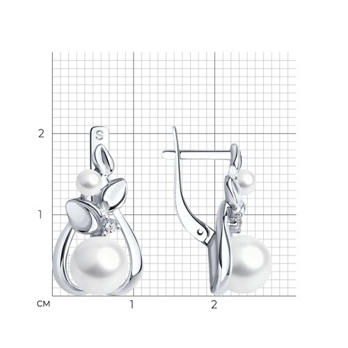 Серьги из серебра с жемчугом и фианитами из серебро — вид 4