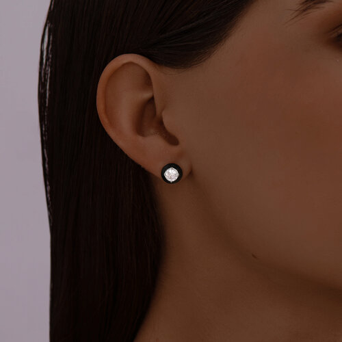 Серьги из серебра с эмалью и фианитами из серебро — вид 2