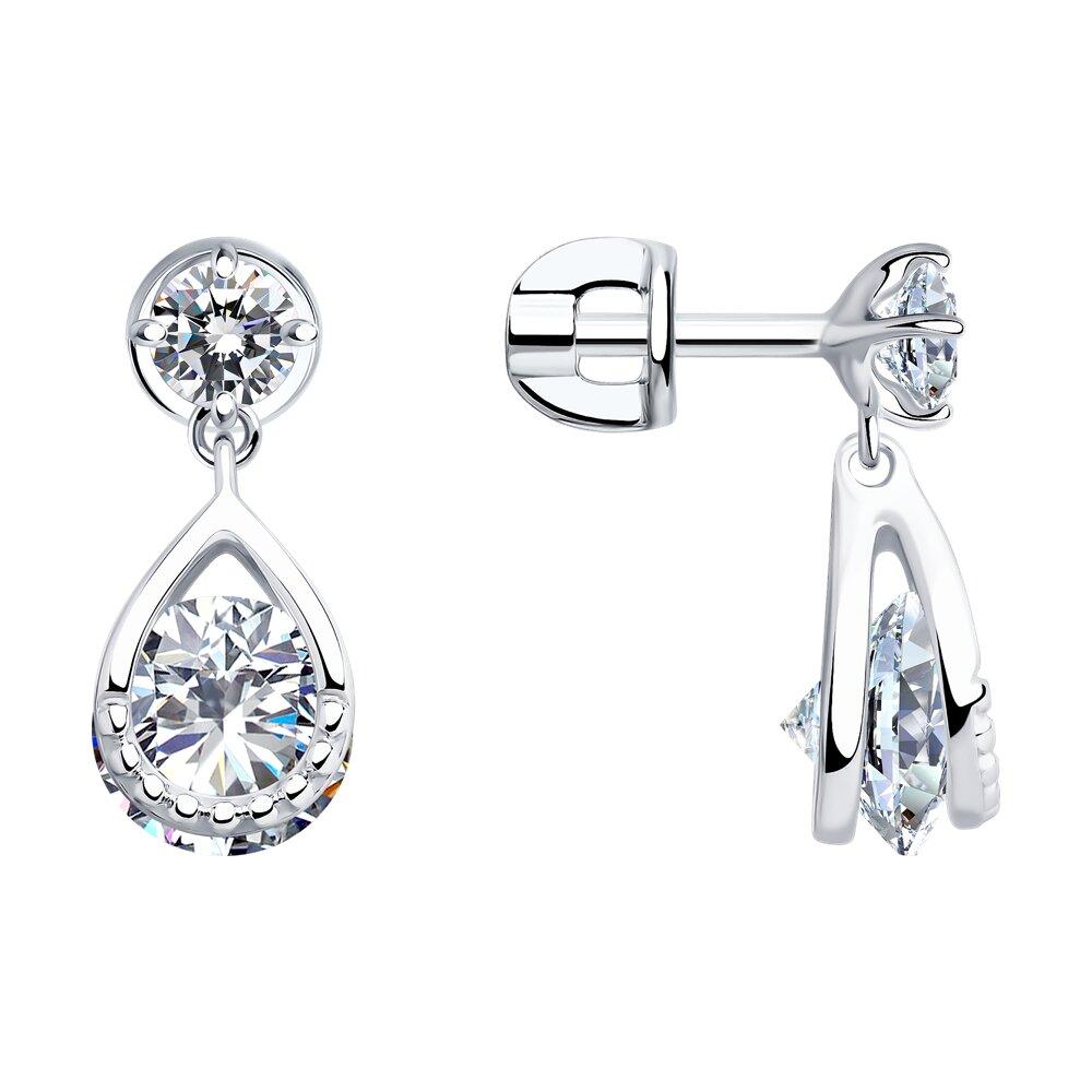 Серьги из серебра с фианитами - видео на модели