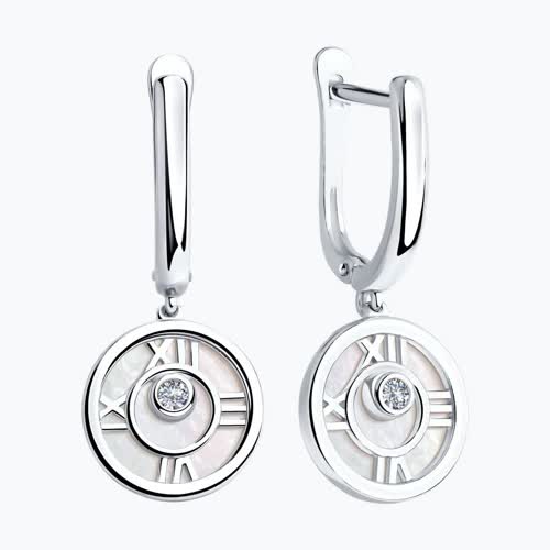 Серьги из серебра с перламутром и фианитами из серебро — вид 2