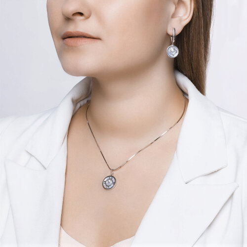 Серьги из серебра с перламутром и фианитами из серебро — вид 3