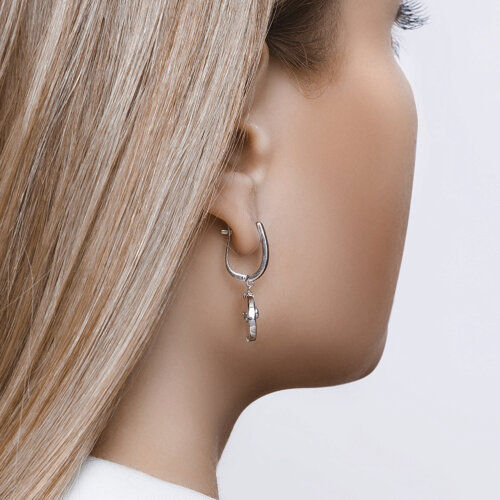 Серьги из серебра с перламутром и фианитами из серебро — вид 4