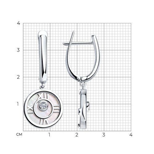 Серьги из серебра с перламутром и фианитами из серебро — вид 5