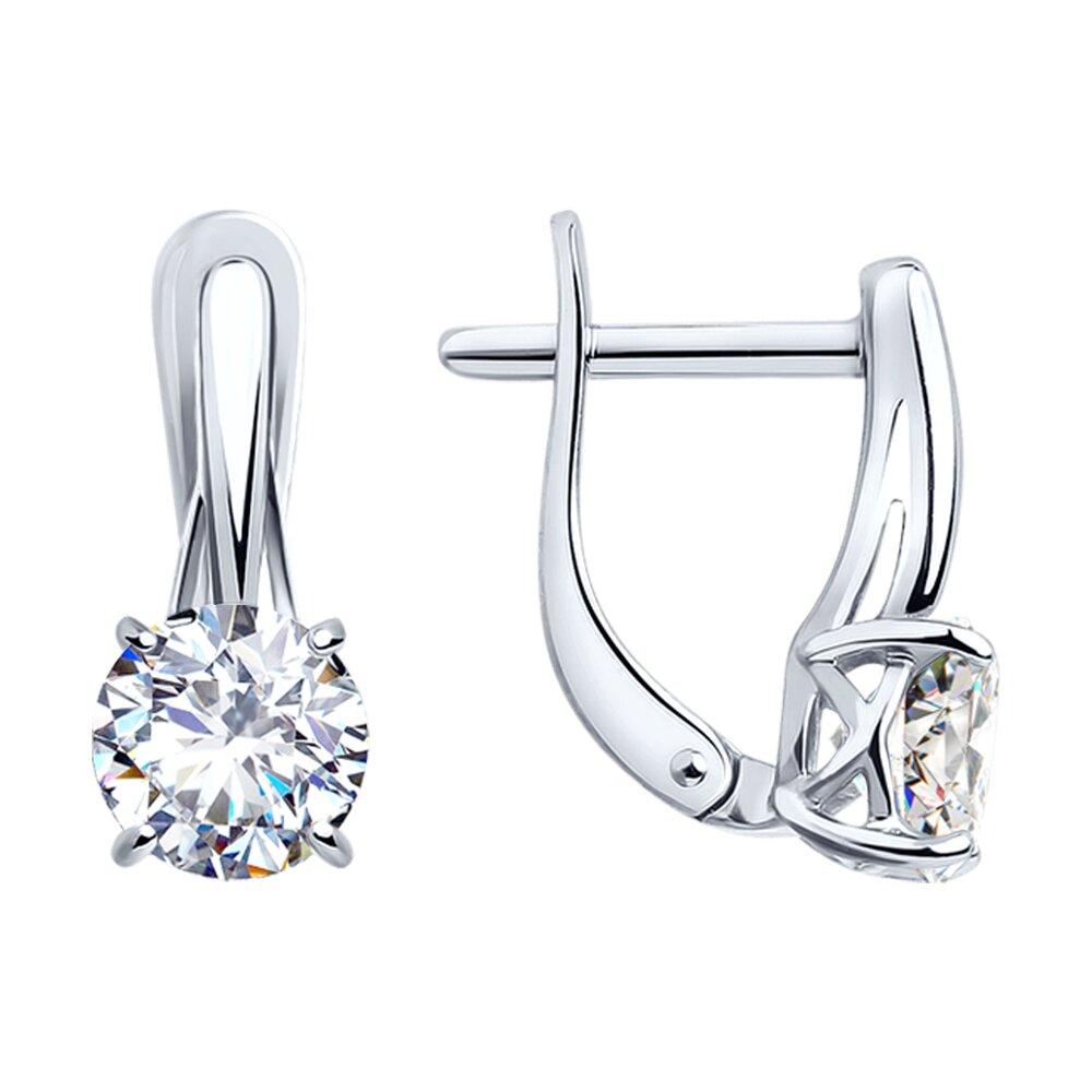 Серьги из серебра с фианитами - видео на модели