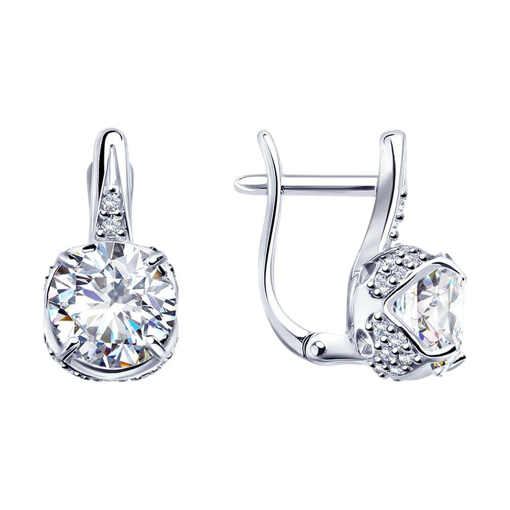 Серьги из серебра с фианитами - видео на модели