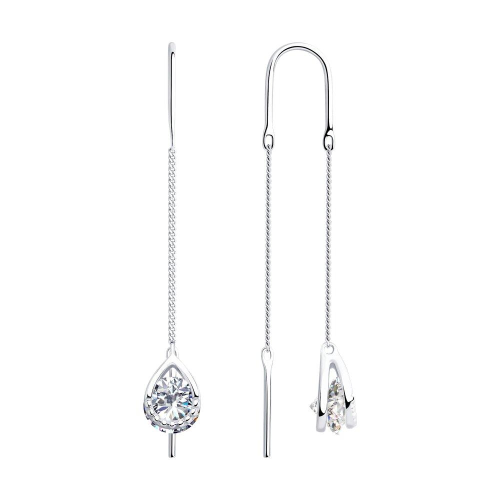 Серьги из серебра с фианитами - видео на модели