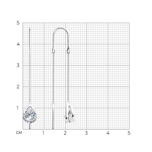Серьги из серебра с фианитами из серебро — вид 4