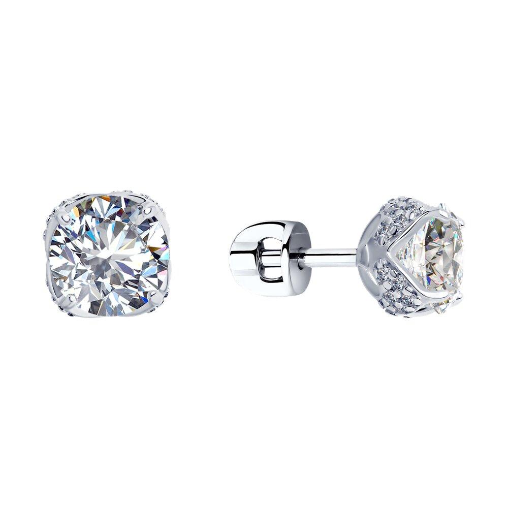 Серьги из серебра с фианитами - видео на модели