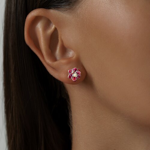 Серьги из серебра с эмалью и фианитами из серебро — вид 3