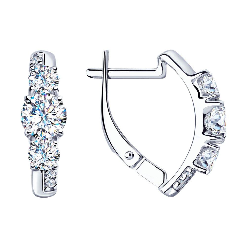 Серьги из серебра с фианитами - видео на модели