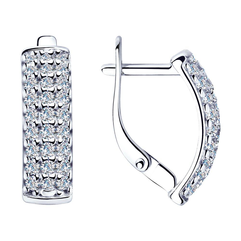 Серьги из серебра с фианитами - видео на модели