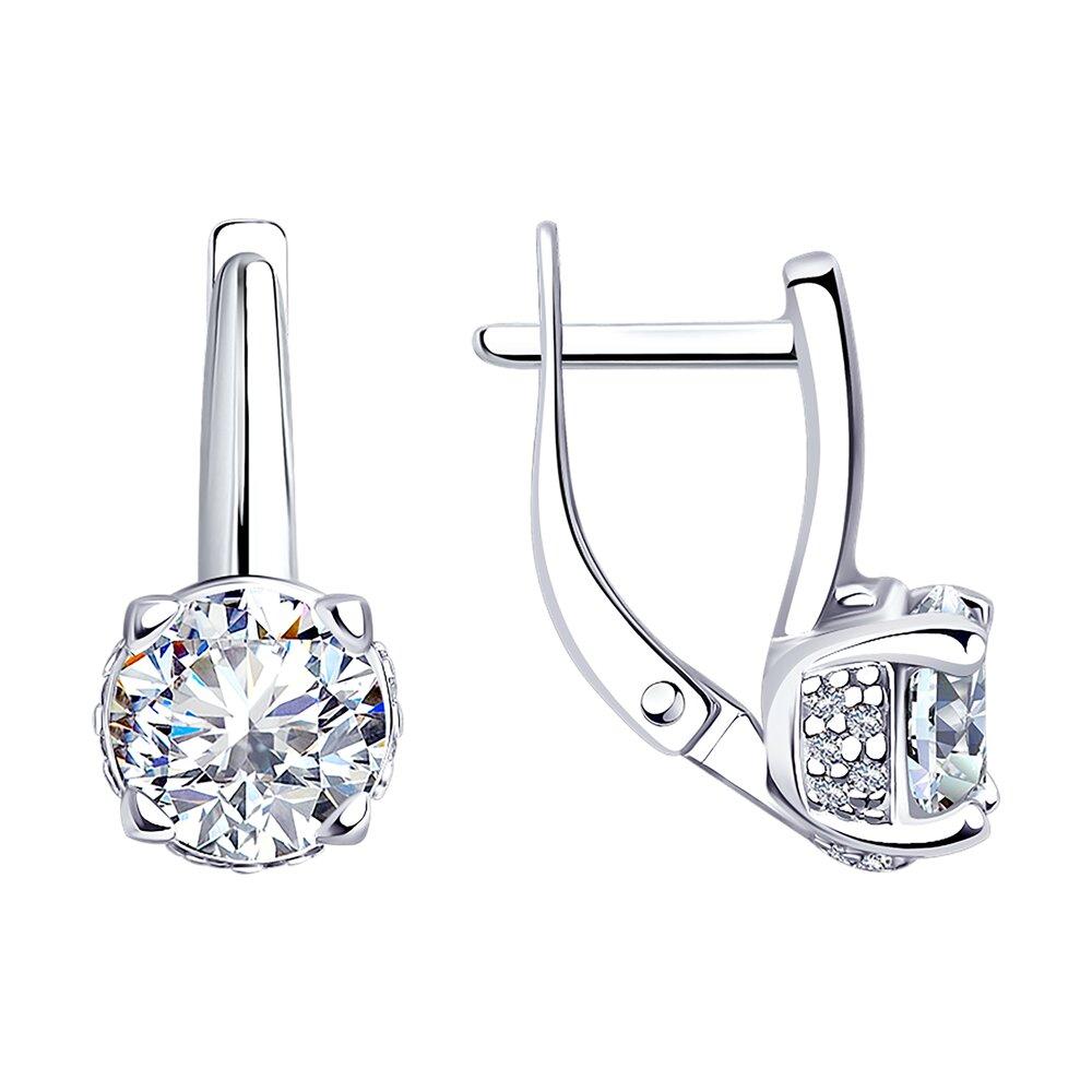 Серьги из серебра с фианитами - видео на модели