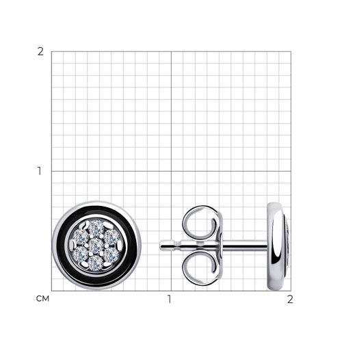 Серьги из серебра с эмалью и фианитами из серебро — вид 2