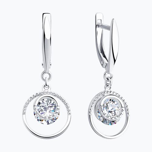 Серьги из серебра с фианитами из серебро — вид 2