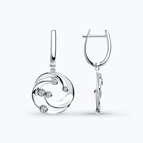 Серьги из серебра с фианитами - видео на модели