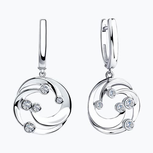 Серьги из серебра с фианитами из серебро — вид 2