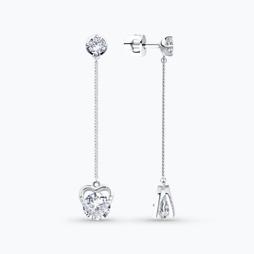 Серьги из серебра с фианитами - видео на модели