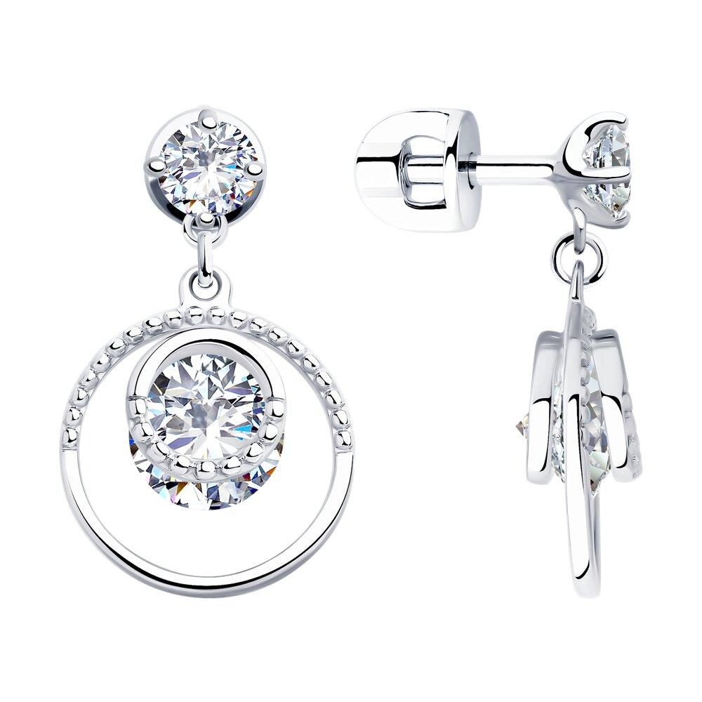 Серьги из серебра с фианитами - видео на модели