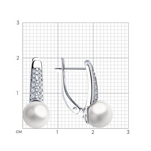 Серьги из серебра с жемчугом и фианитами из серебро — вид 4