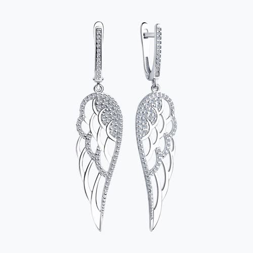 Серьги из серебра с фианитами из серебро — вид 2