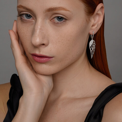 Серьги из серебра с фианитами из серебро — вид 3