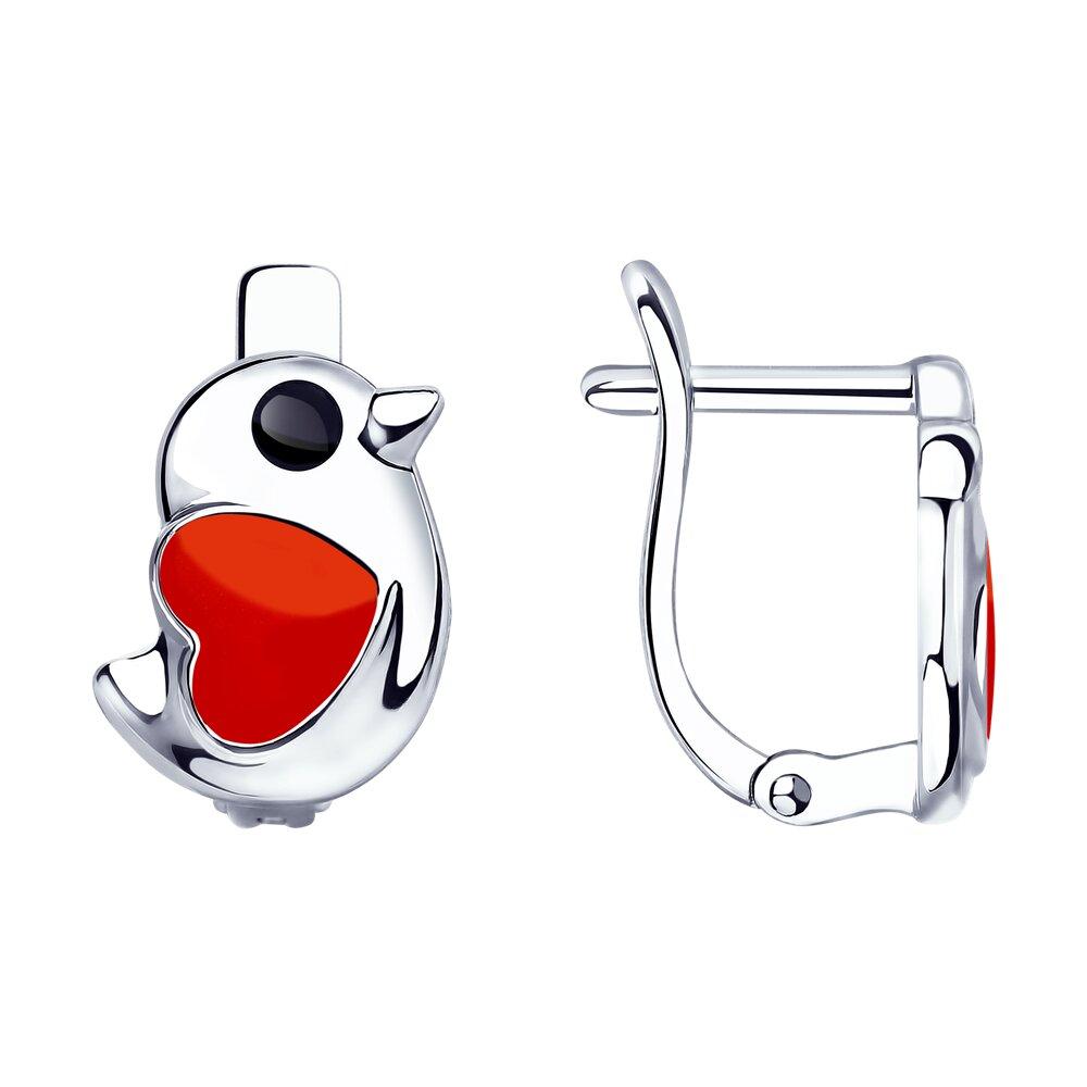 Серьги из серебра с эмалью из серебро