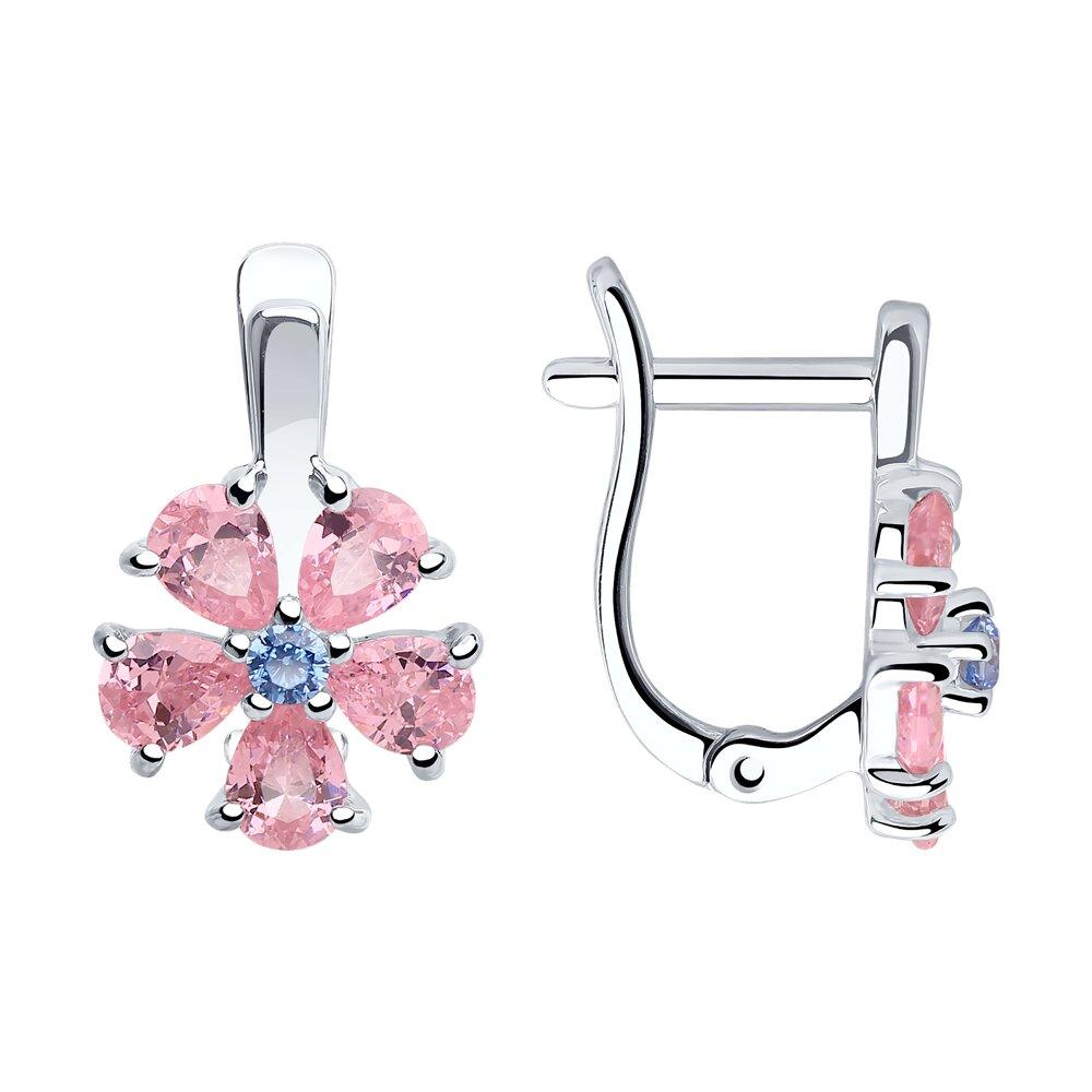 Серьги из серебра с фианитами - видео на модели