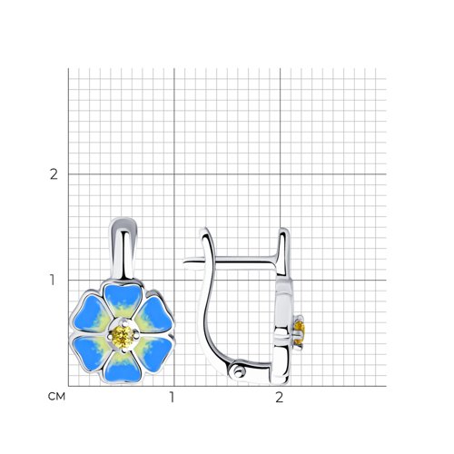 Серьги из серебра с эмалью и фианитами из серебро — вид 4