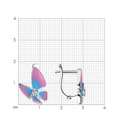 Серьги из серебра с эмалью и фианитами из серебро — вид 4