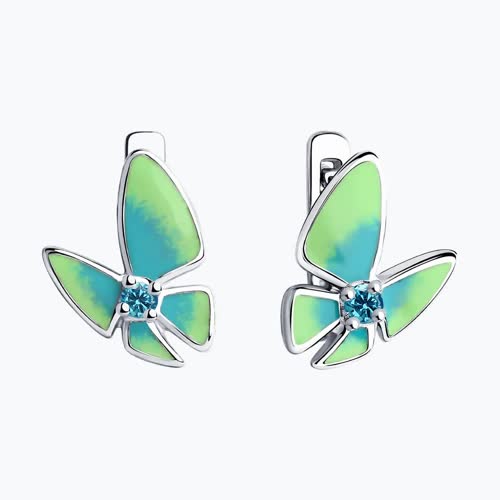 Серьги из серебра с эмалью и фианитами из серебро — вид 2