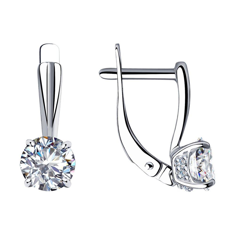 Серьги из серебра с фианитами - видео на модели