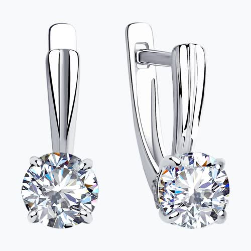 Серьги из серебра с фианитами из серебро — вид 2