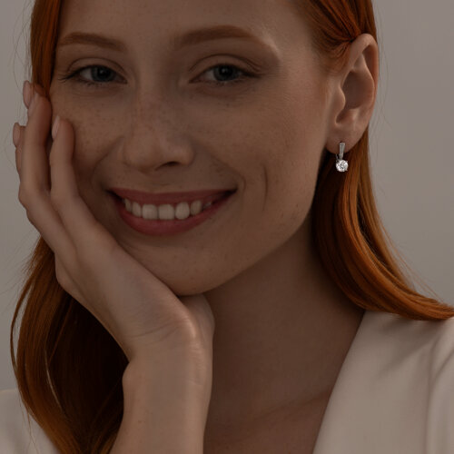 Серьги из серебра с фианитами из серебро — вид 3