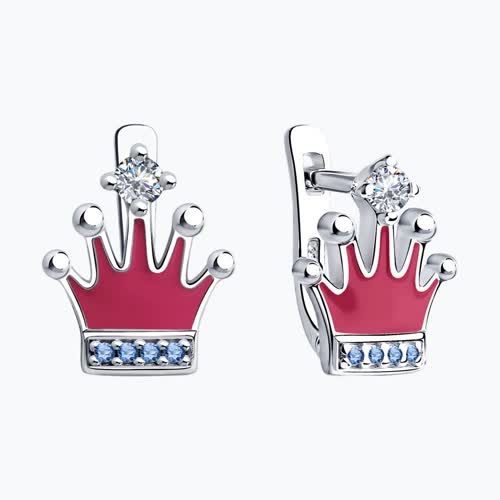 Серьги из серебра с эмалью и фианитами из серебро — вид 2