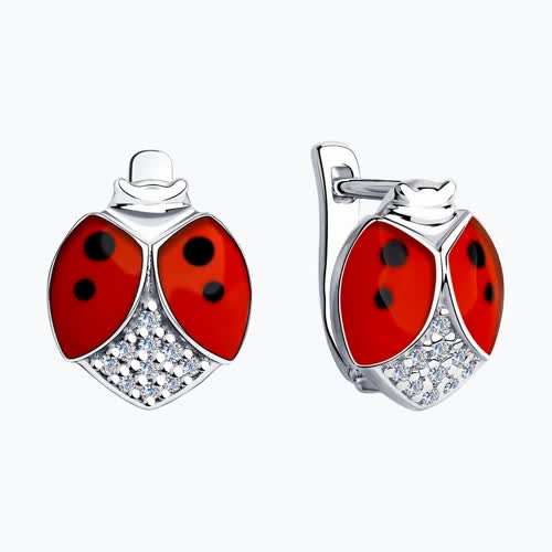 Серьги из серебра с эмалью и фианитами из серебро — вид 2