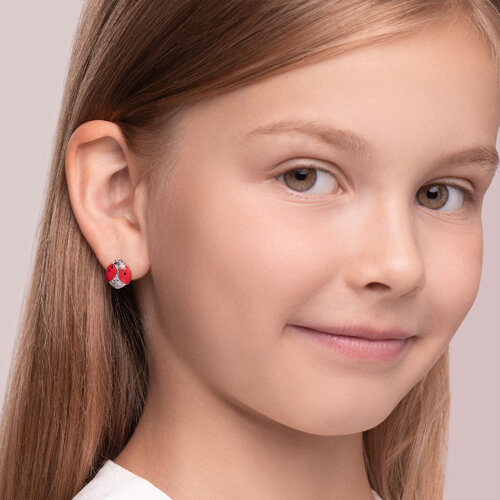 Серьги из серебра с эмалью и фианитами из серебро — вид 3