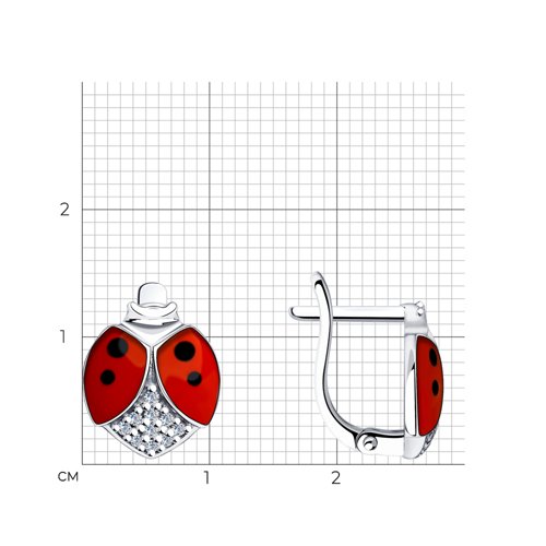Серьги из серебра с эмалью и фианитами из серебро — вид 4