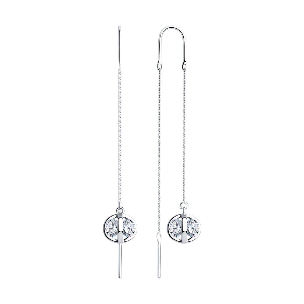 Серьги из серебра с фианитами - видео на модели