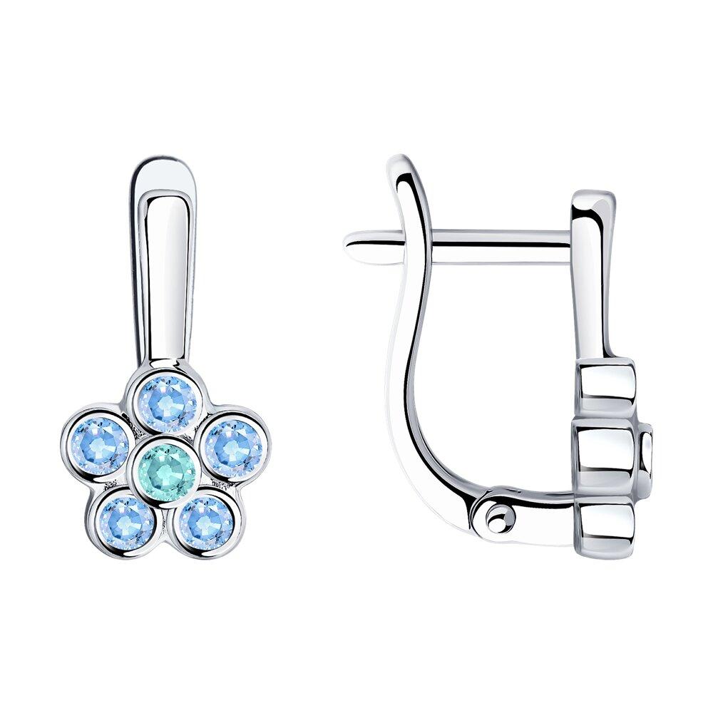 Серьги из серебра с фианитами из серебро