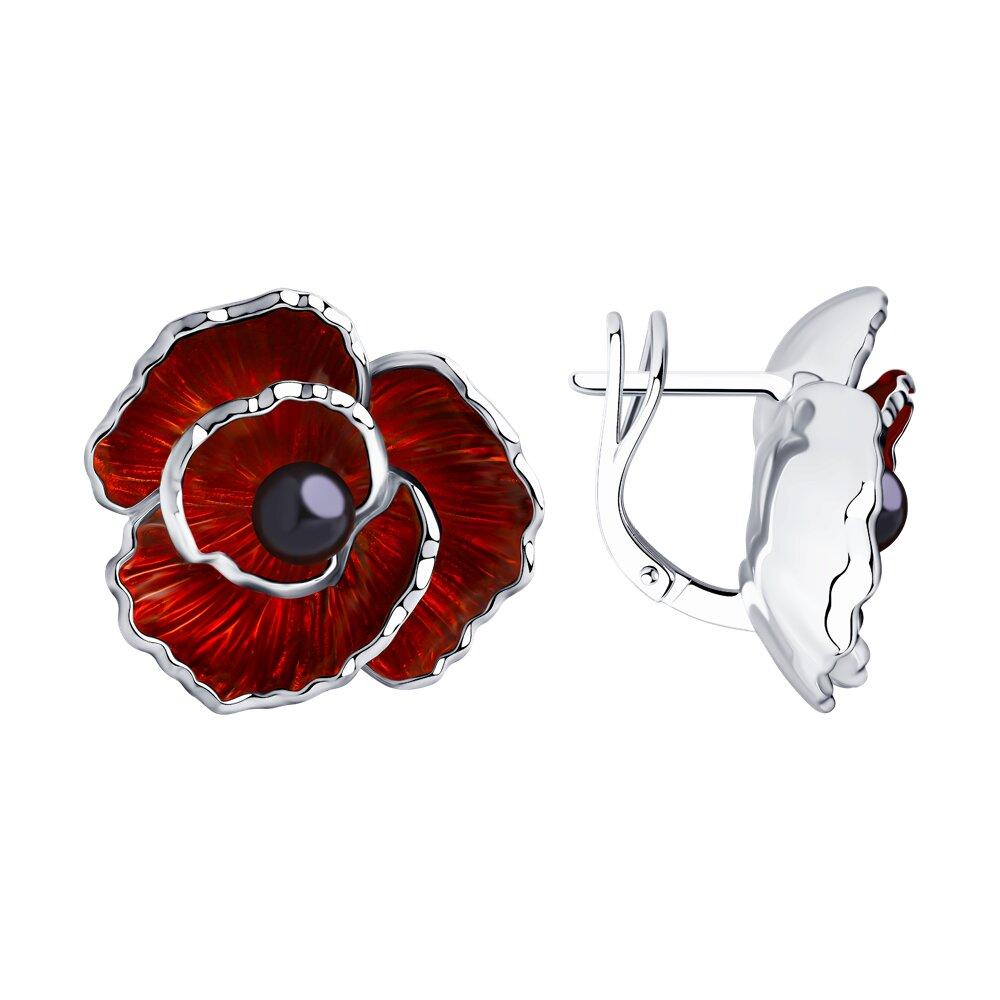 Серьги из серебра с жемчугом и эмалью - видео на модели