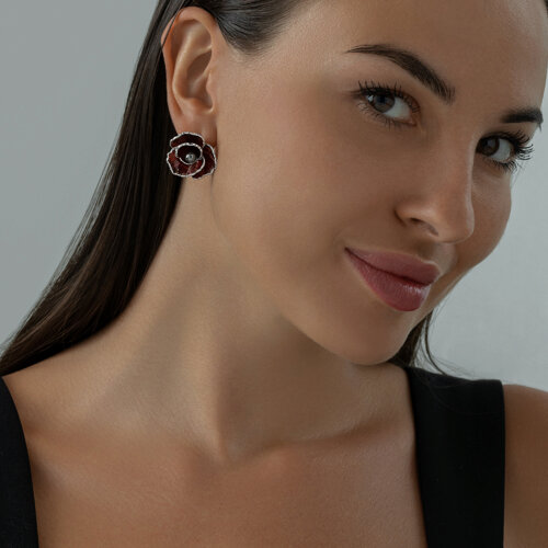 Серьги из серебра с жемчугом и эмалью из серебро — вид 4